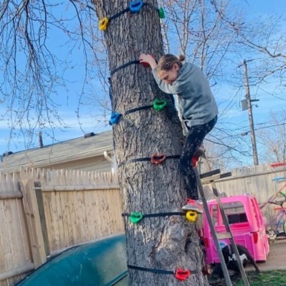 15 Ninja Tree Climbing Holds and 6 Sturdy Ratchet Straps for Kids Tree Climbing - Picture 1 of 1